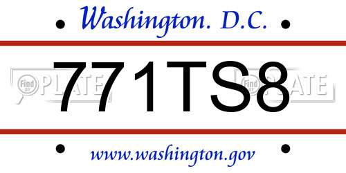 771TS8 District Of Columbia License Plate