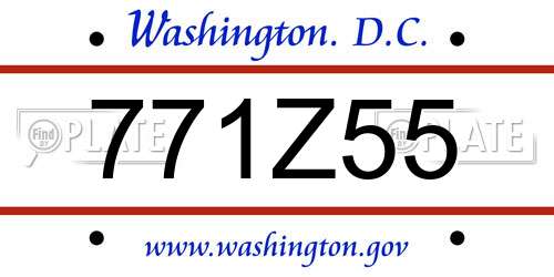 771Z55 District Of Columbia License Plate