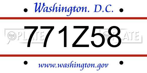 771Z58 District Of Columbia License Plate