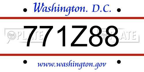 771Z88 District Of Columbia License Plate