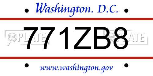 771ZB8 District Of Columbia License Plate