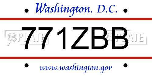 771ZBB District Of Columbia License Plate