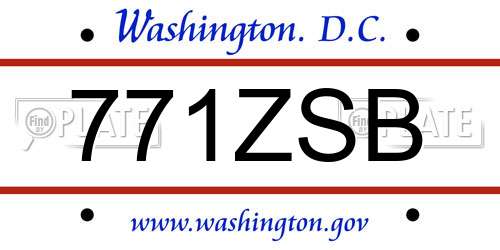 771ZSB District Of Columbia License Plate