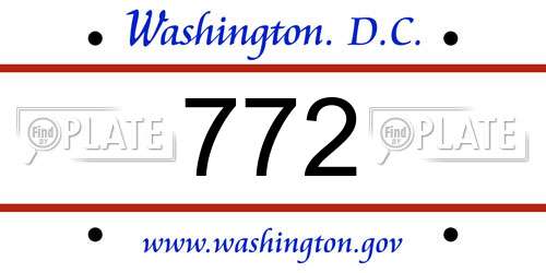 772 District Of Columbia License Plate