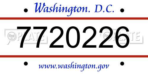 7720226 District Of Columbia License Plate