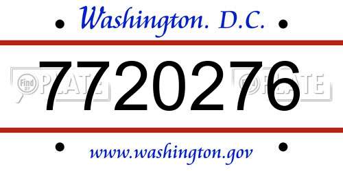 7720276 District Of Columbia License Plate