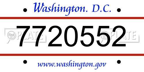 7720552 District Of Columbia License Plate