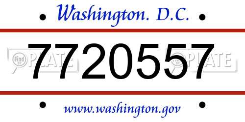 7720557 District Of Columbia License Plate