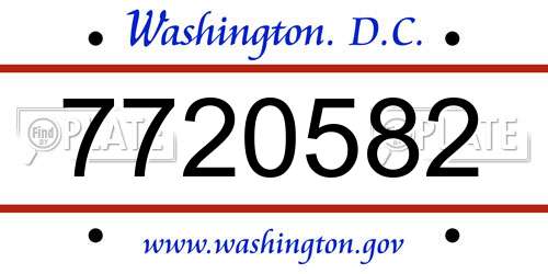 7720582 District Of Columbia License Plate
