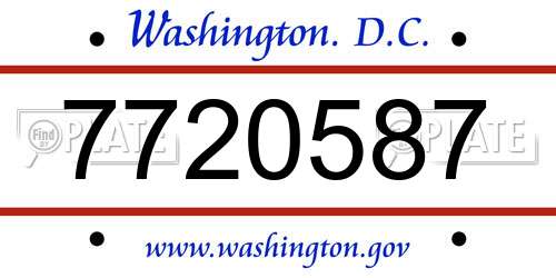 7720587 District Of Columbia License Plate