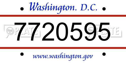 7720595 District Of Columbia License Plate