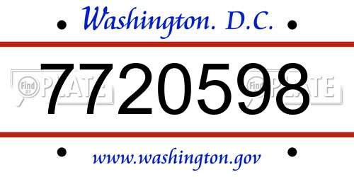 7720598 District Of Columbia License Plate