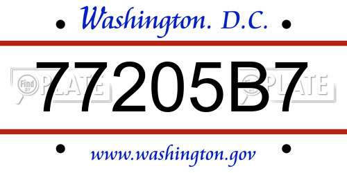 77205B7 District Of Columbia License Plate