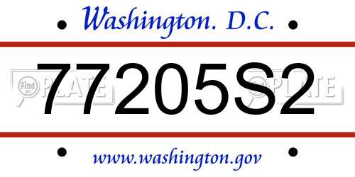 77205S2 District Of Columbia License Plate