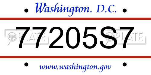 77205S7 District Of Columbia License Plate