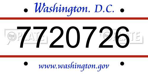 7720726 District Of Columbia License Plate