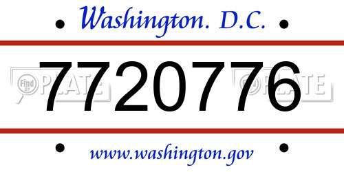 7720776 District Of Columbia License Plate