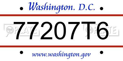 77207T6 District Of Columbia License Plate