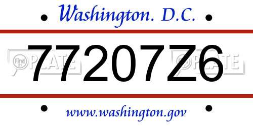 77207Z6 District Of Columbia License Plate