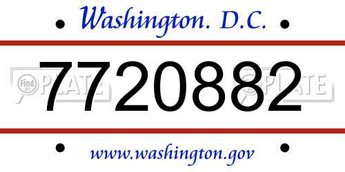 7720882 District Of Columbia License Plate