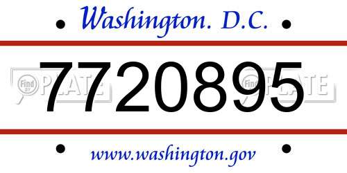7720895 District Of Columbia License Plate