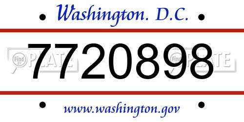 7720898 District Of Columbia License Plate