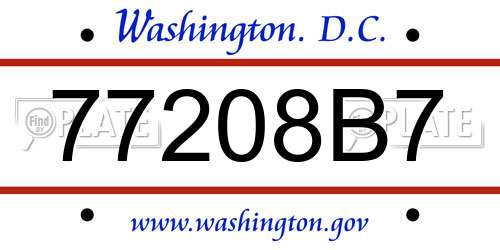 77208B7 District Of Columbia License Plate