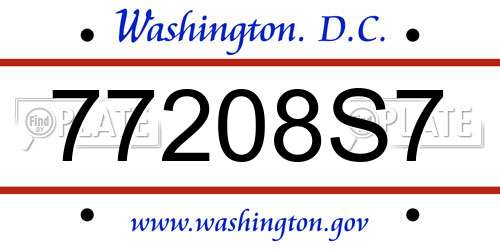 77208S7 District Of Columbia License Plate