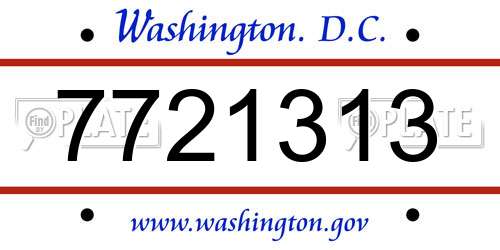 7721313 District Of Columbia License Plate