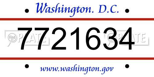 7721634 District Of Columbia License Plate