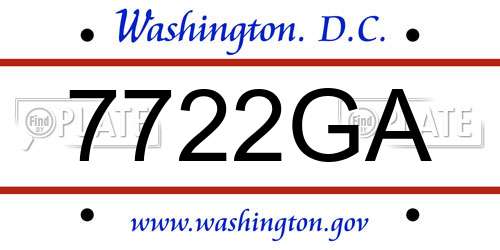 7722GA District Of Columbia License Plate