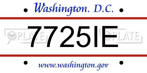 7725IE District Of Columbia License Plate