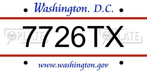 7726TX District Of Columbia License Plate