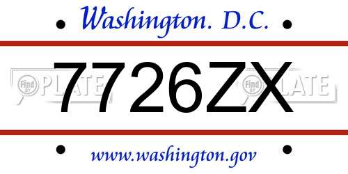 7726ZX District Of Columbia License Plate