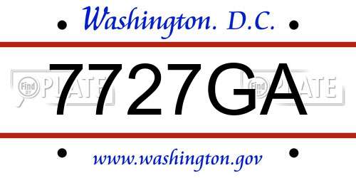 7727GA District Of Columbia License Plate