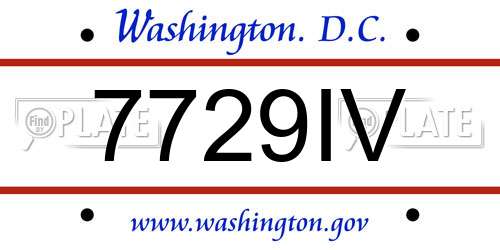 7729IV District Of Columbia License Plate