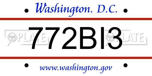 772BI3 District Of Columbia License Plate