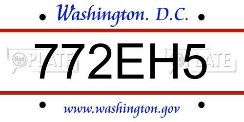 772EH5 District Of Columbia License Plate