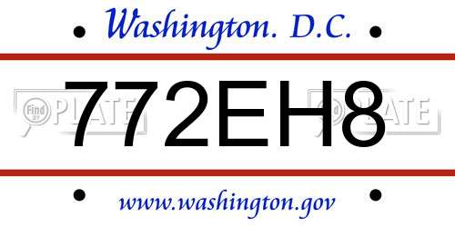 772EH8 District Of Columbia License Plate