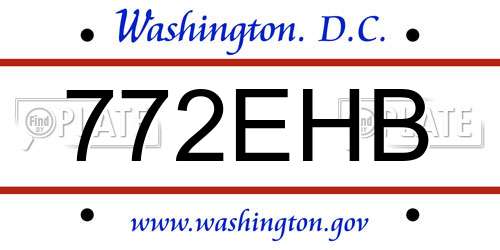 772EHB District Of Columbia License Plate