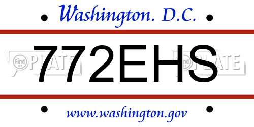 772EHS District Of Columbia License Plate