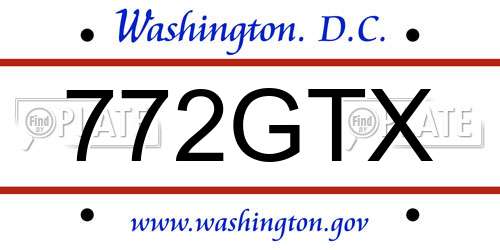 772GTX District Of Columbia License Plate