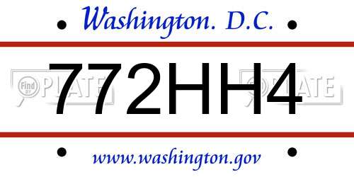 772HH4 District Of Columbia License Plate