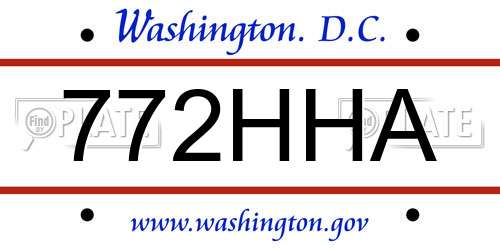 772HHA District Of Columbia License Plate