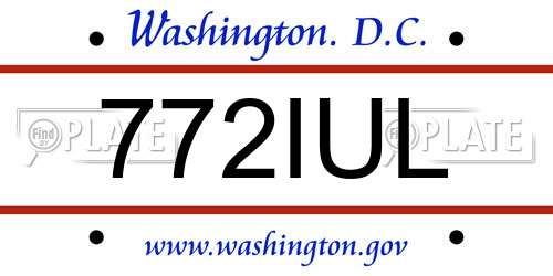 772IUL District Of Columbia License Plate