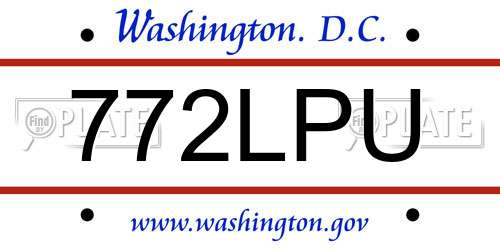 772LPU District Of Columbia License Plate