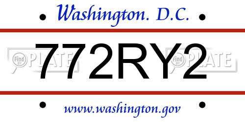 772RY2 District Of Columbia License Plate