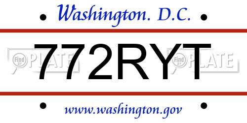 772RYT District Of Columbia License Plate