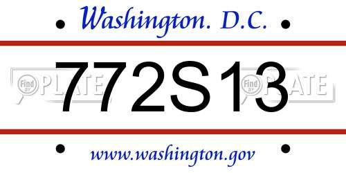 772S13 District Of Columbia License Plate