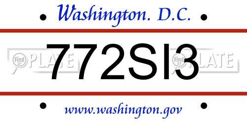 772SI3 District Of Columbia License Plate